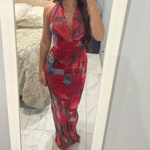 Red Halter Maxi Dress